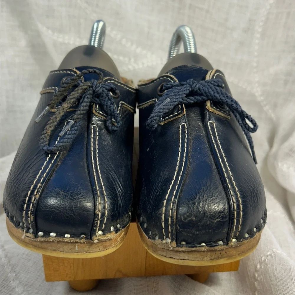 Made in Sweden leather and wood children’s clogs
